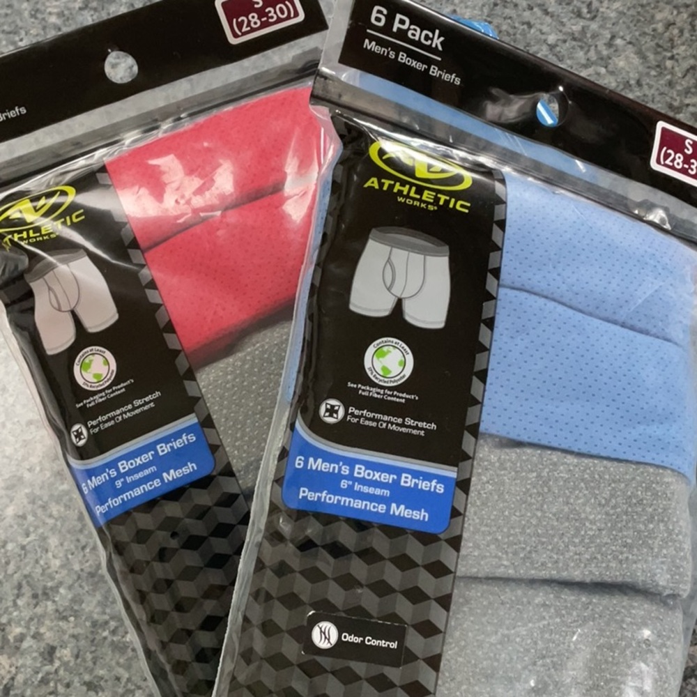 🤾🏽2 packs of 6 = 12 pairs men’s boxer briefs Athletic Works size 28-30